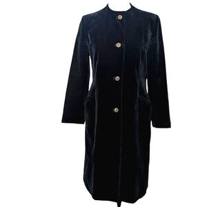 VINTAGE DRIZZLE COAT FEMININE LUXURY  BLK VELVET DRESS COAT SAKS FIFTH A…